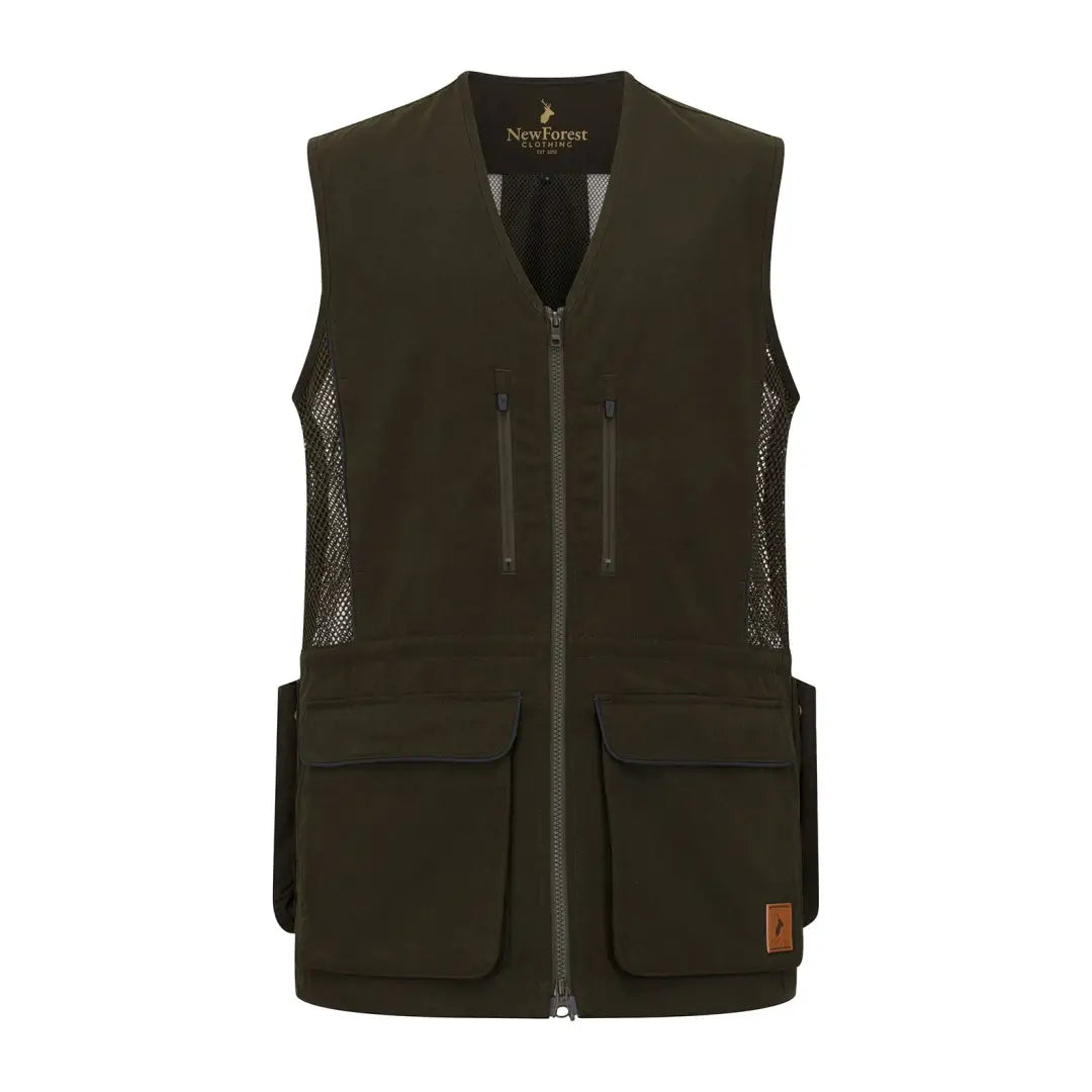 Dark olive New Forest Dog Training Vest II with mesh panels and pockets