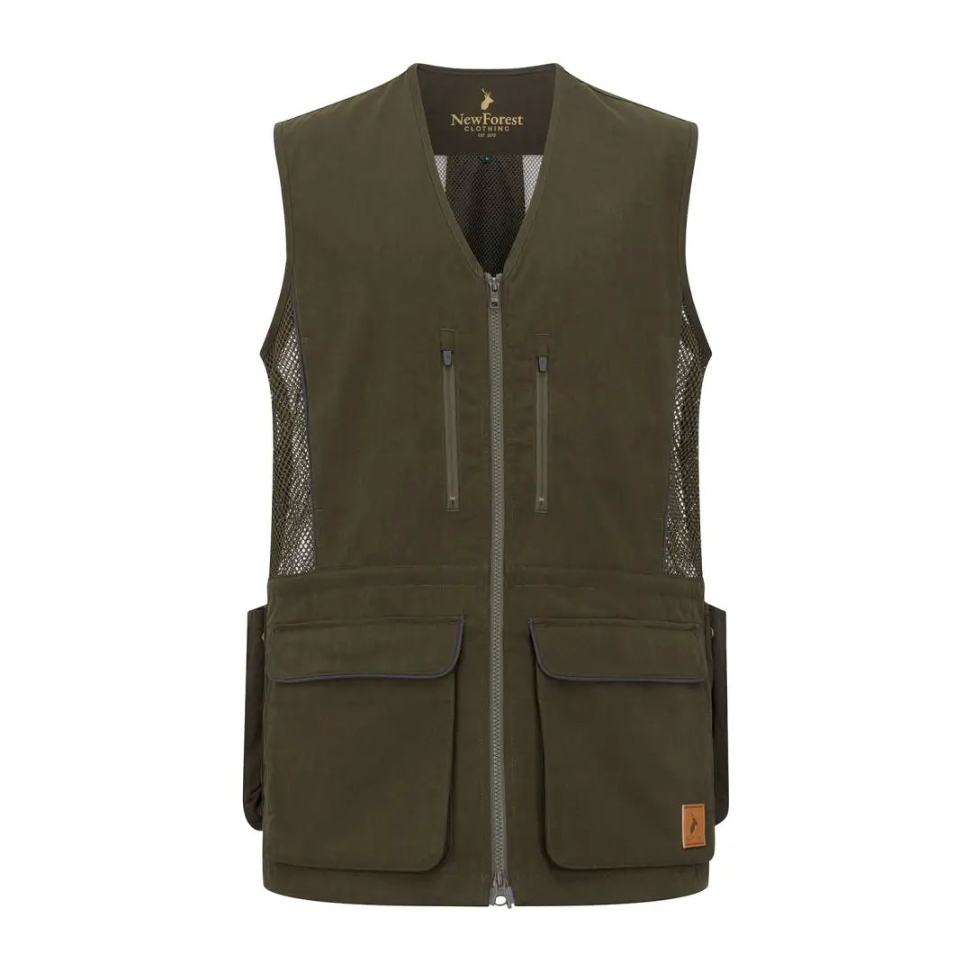 Olive green New Forest Dog Training Vest II with mesh panels and pockets