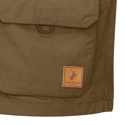 Brown cargo pocket on the New Forest Explorer Gilet for stylish outdoor adventures