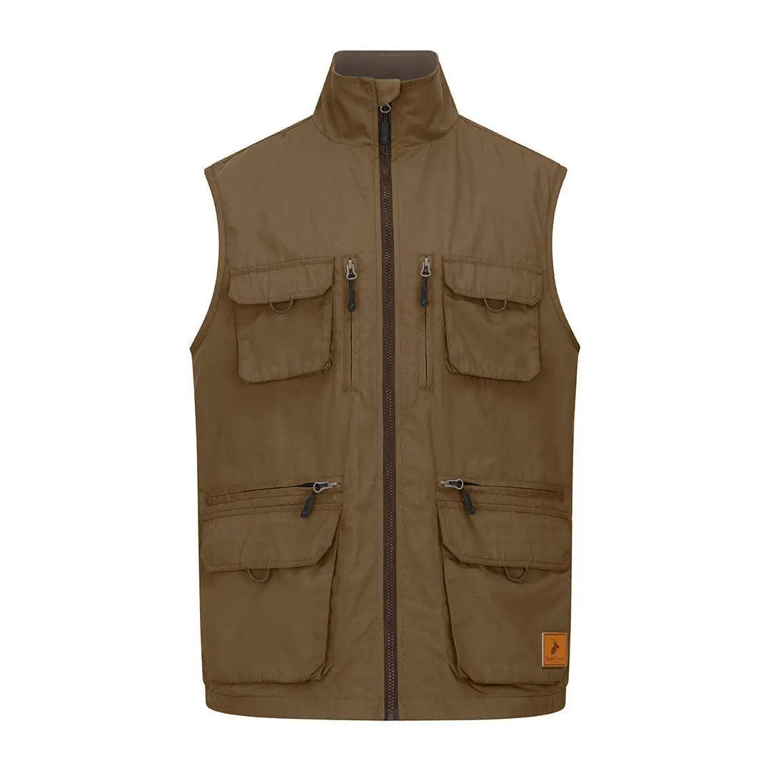 Olive green utility vest from New Forest Explorer Gilet, perfect for outdoor adventures