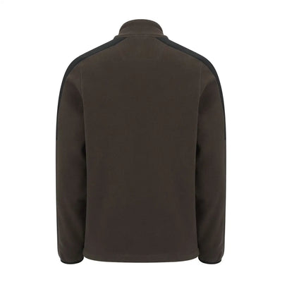 Dark brown Forest Fallow fleece jacket with high collar and zipper closure