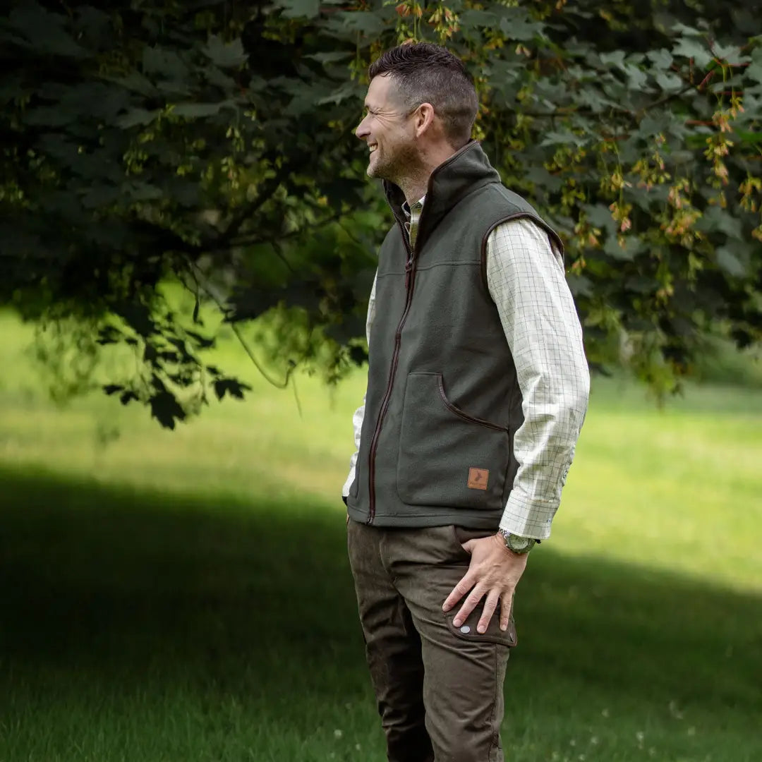 Olive green fleece gilet from New Forest Fleece Gilet collection, cozy forest fleece vest