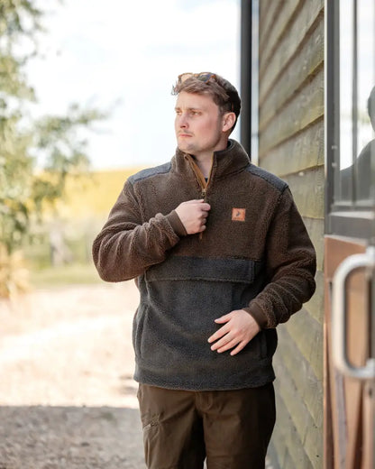 Brown and gray fibre pile fleece pullover from New Forest Fox Fibre Pile Fleece collection