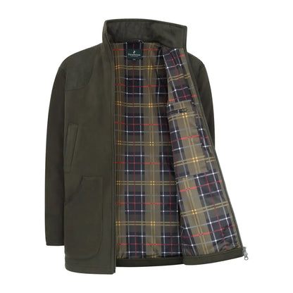 Open Olive Green Forest Hawker Waterproof Fleece Jacket with Plaid Lining