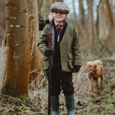 Young hunter in a New Forest Kids Tweed Shooting Jacket, fantastic quality English style