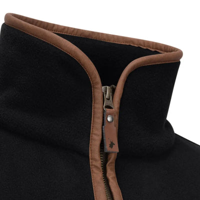Black fleece jacket with brown trim from the New Forest Knightwood zip fleece collection