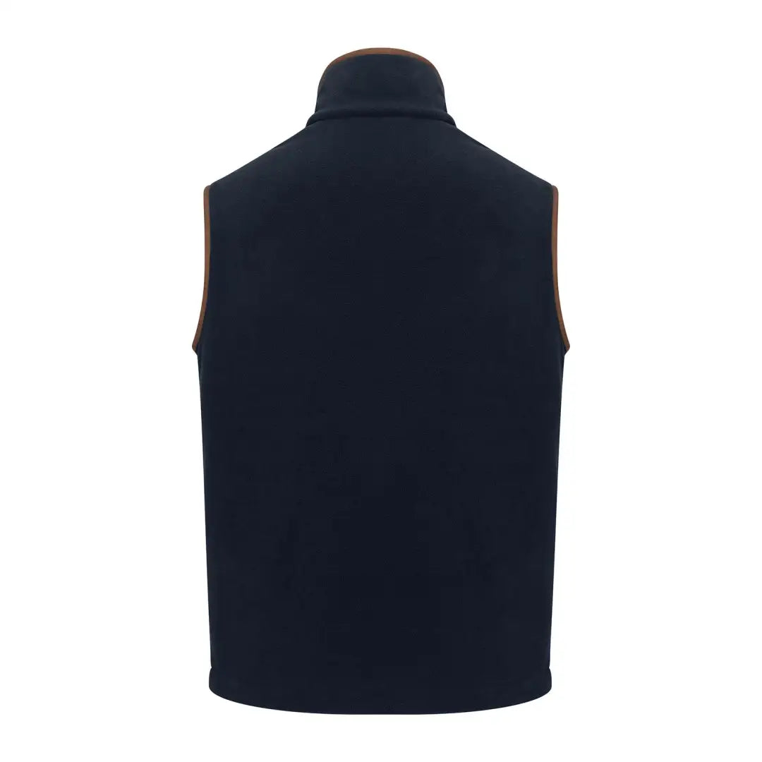 Navy blue Forest Knightwood fleece gilet with brown trim from New Forest Knightwood