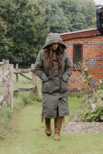 Olive green hooded puffer coat from the New Forest Ladies Arctic Parka line