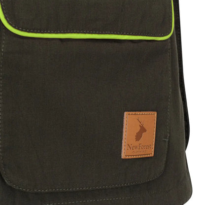 Olive green dog sports vest with neon trim from New Forest Ladies Dog Sports Vest collection
