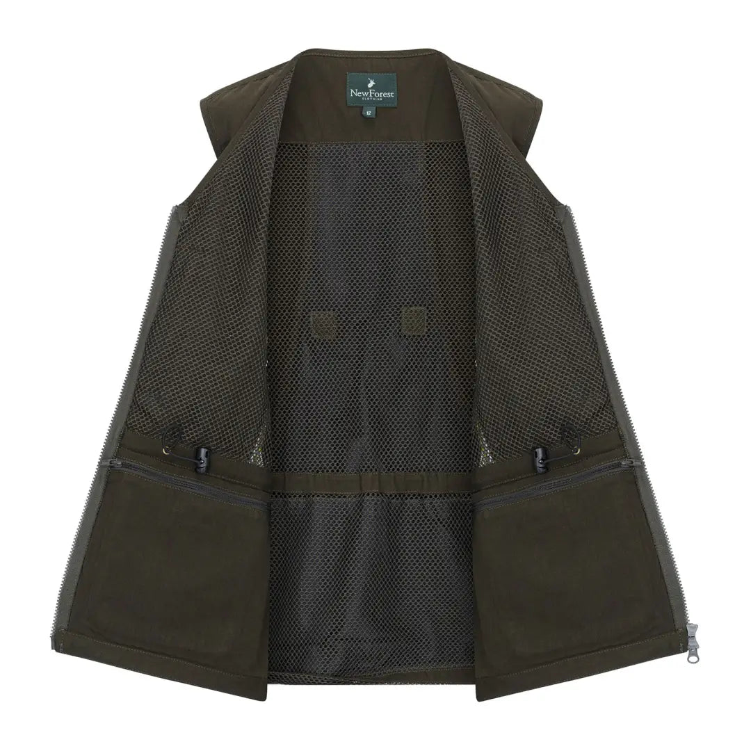Open olive green dog sports vest from New Forest Ladies Dog Sports Vest collection