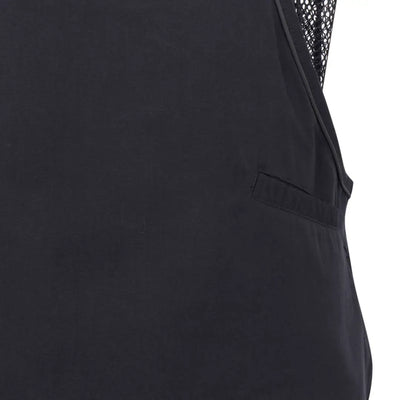 Black sleeveless dog training vest with textured fabric and mesh shoulders