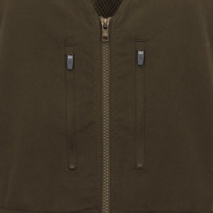 Olive green dog training vest with zipper and silver pull tab pockets