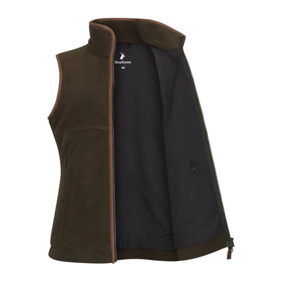 Open brown fleece vest from New Forest Ladies Knightwood Gilet for country hunting outdoors
