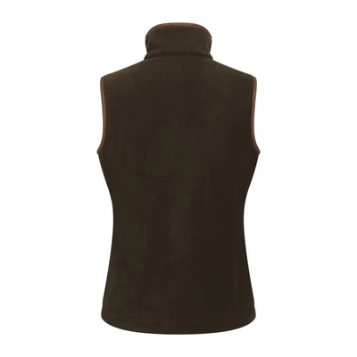 Brown fleece vest with high collar from New Forest Ladies Knightwood Gilet for outdoor country clothing and hunting toughs