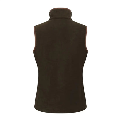 Brown fleece vest with high collar from New Forest Ladies Knightwood Gilet for outdoor country clothing and hunting toughs