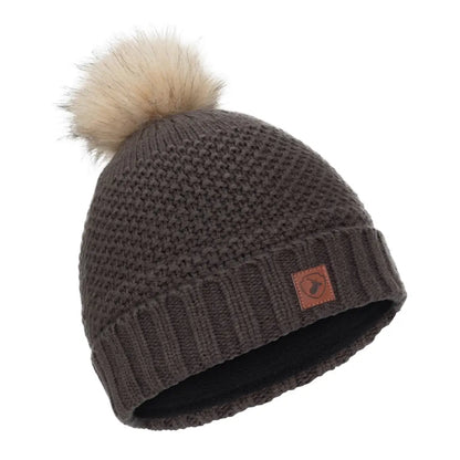 Ladies Knitted Hat with Faux Fur Pompom from Forest – New Forest