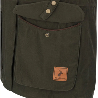 Green hunting jacket pocket from the New Forest Ladies Marsh Jacket, perfect for forest ladies