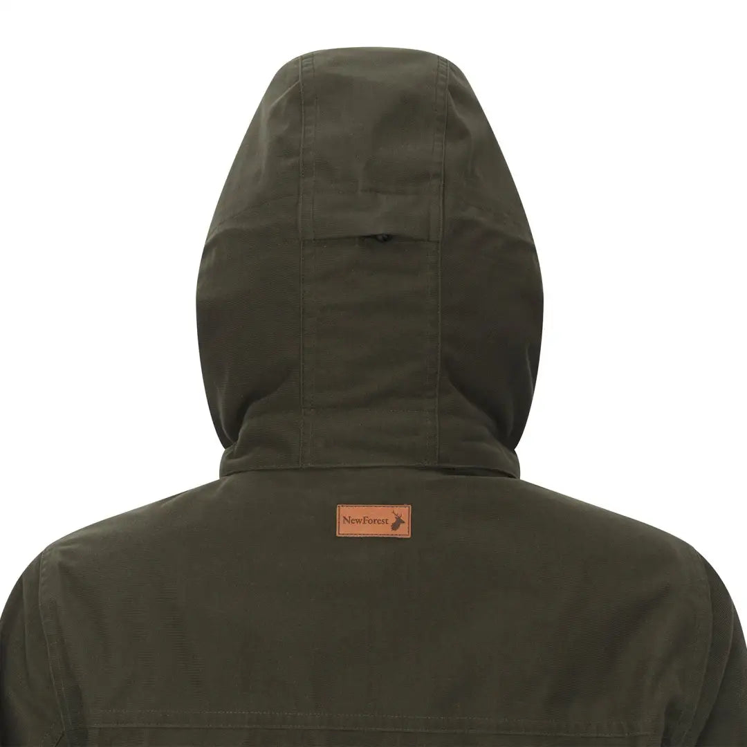 Olive green hooded jacket from New Forest Ladies Marsh Jacket collection, perfect for forest ladies