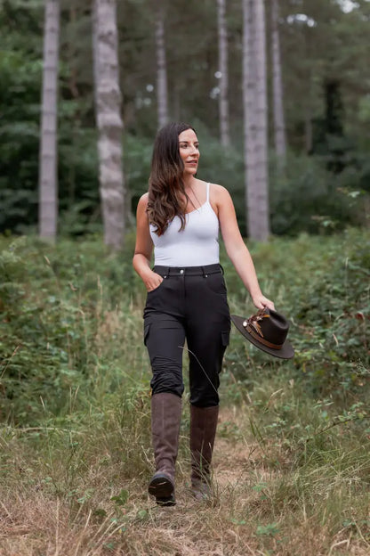 Woman in riding attire wearing New Forest Ladies Outdoor Stretch Trousers
