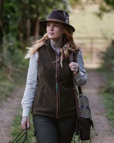 Woman in outdoor gear wearing New Forest Ladies Premium Tattersall Shirt in nature