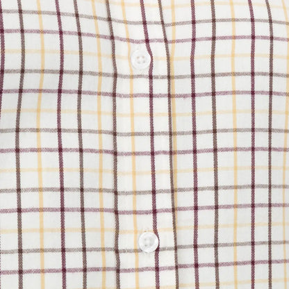 Crisp white New Forest premium tattersall shirt with subtle plaid stripes