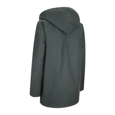 Dark green hooded Ladies Traditional Wax Jacket with long sleeves for stylish protection