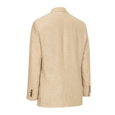 Beige suit jacket with button cuffs from the New Forest Linen Blazer collection