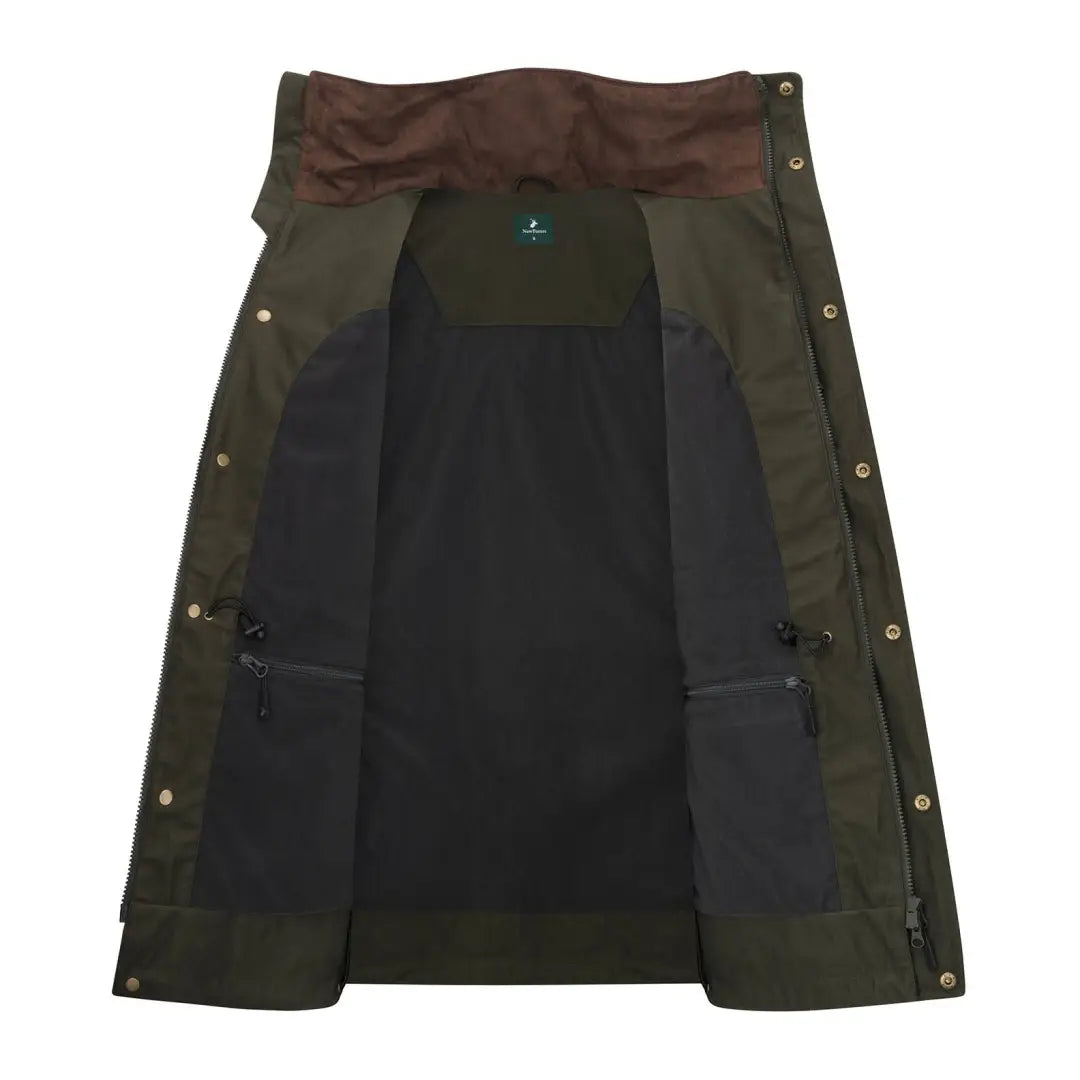 Open olive green vest from the New Forest Marsh Jacket collection, perfect for layering