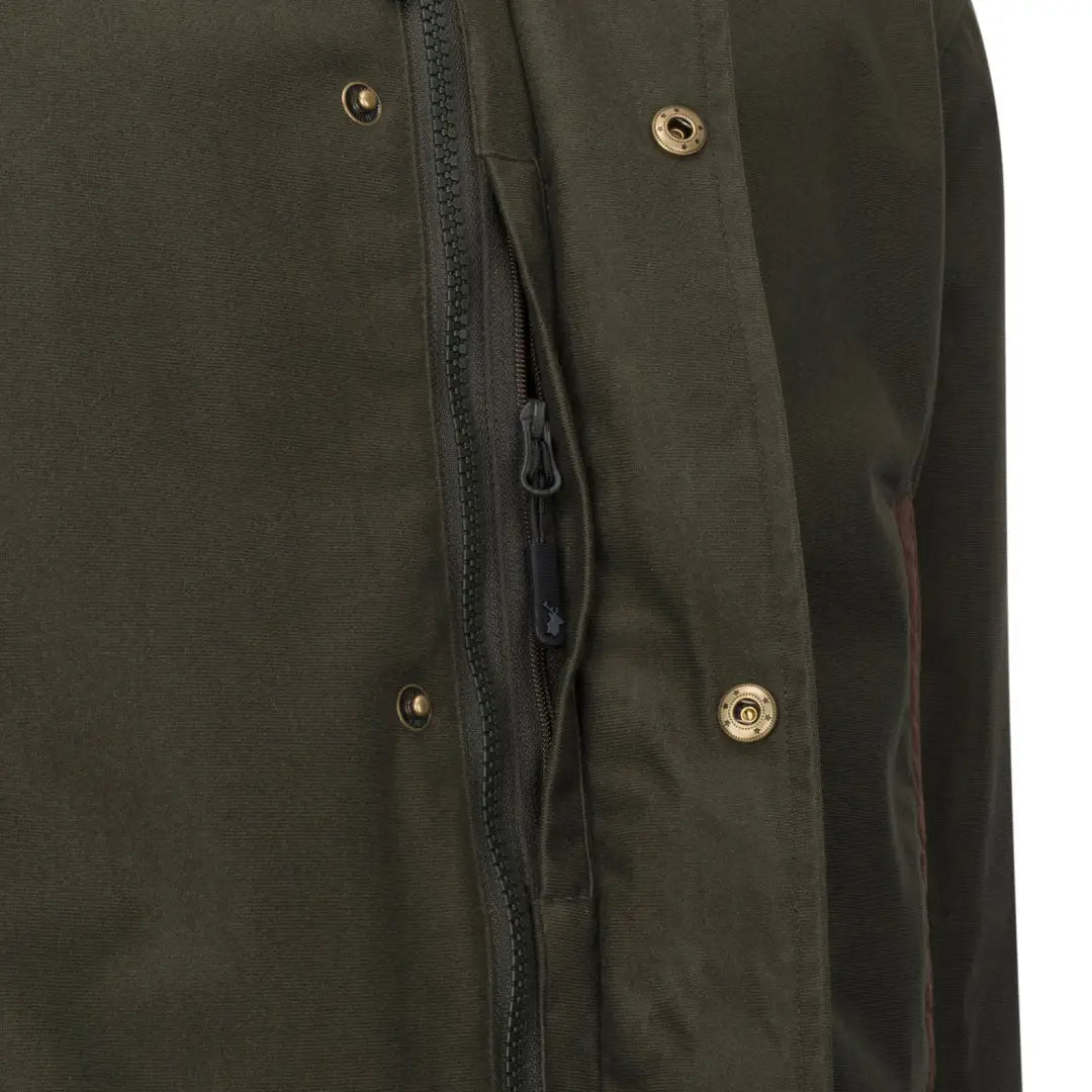 Olive green Forest Marsh Jacket with zipper and snap closures, perfect marsh jacket style