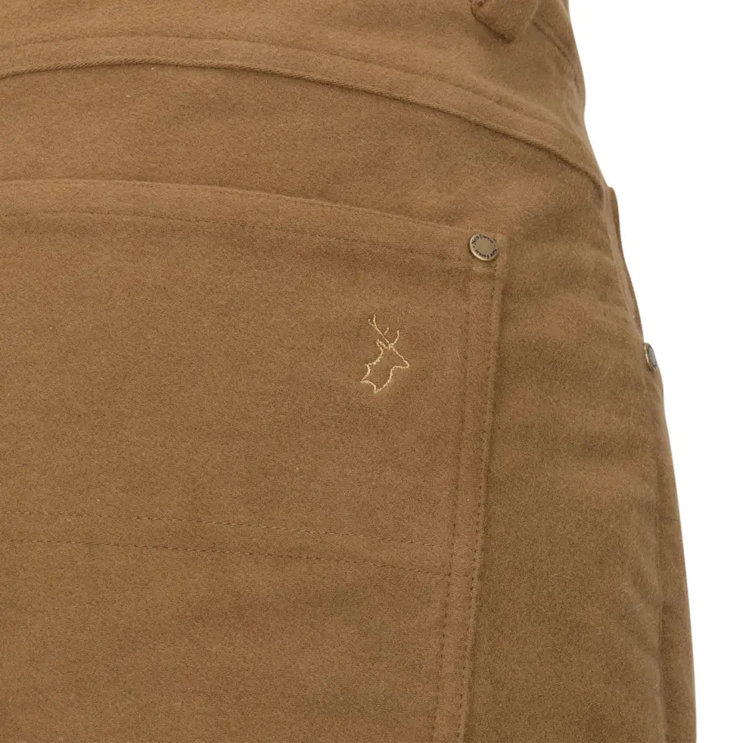 Brown suede Forest Moleskin Jeans with deer logo for a stylish look
