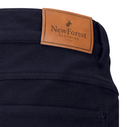 Dark blue Forest Moleskin Jeans with brown leather label, comfy moleskin jeans for men