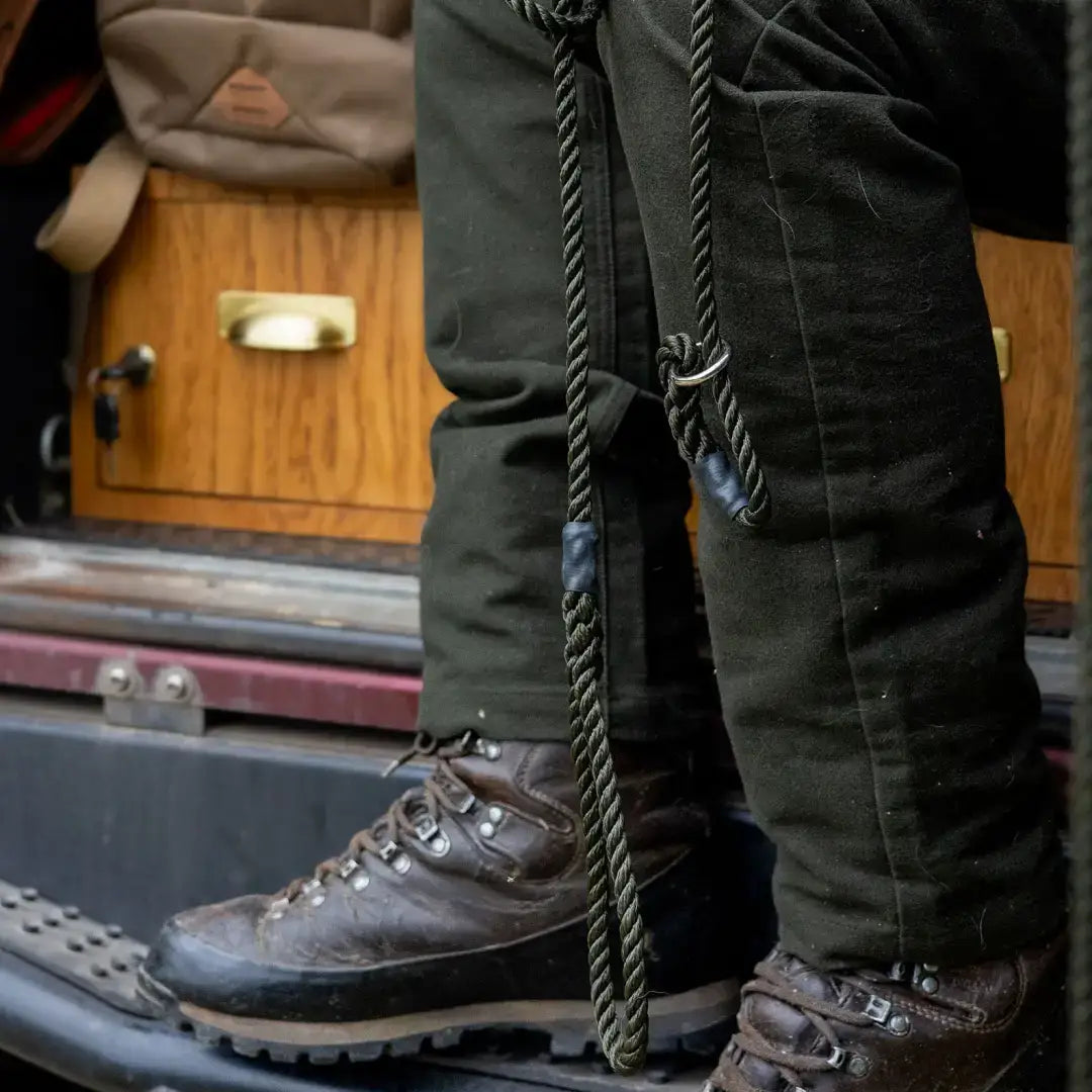 Leather hiking boots paired with New Forest Moleskin Jeans, perfect for forest moleskin adventures