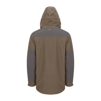 Brown and gray hooded jacket from the Forest Nightjar Smock collection