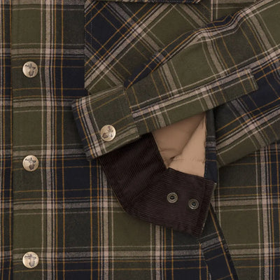 Plaid flannel New Forest Padded Shirt with corduroy cuffs, perfect for country clothing and hunting