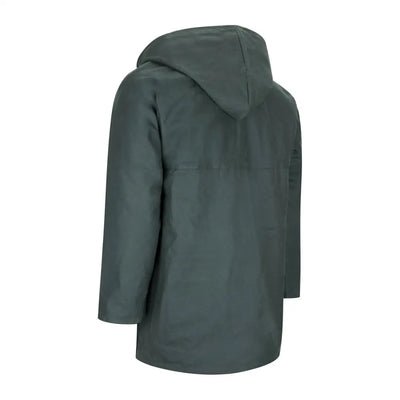 Dark green padded wax jacket perfect for forest clothing and chilly weather adventures
