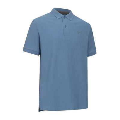 Blue short-sleeved New Forest Pique Polo Shirt, perfect for casual style and comfort
