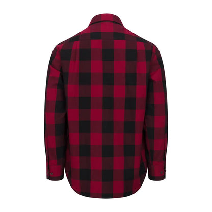Red and black plaid premium tattersall shirt, long-sleeved button-up