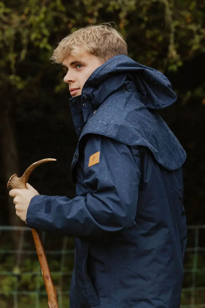 Navy hooded rain jacket from New Forest Ranger Men’s Full Length Waterproof Coat