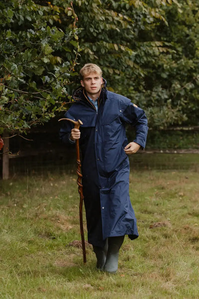 Navy blue waterproof coat from New Forest Ranger Men’s Full Length Waterproof Coat