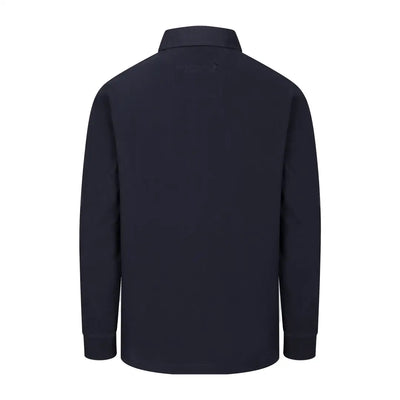 Navy long-sleeved rugby shirt with braided twill collar from New Forest collection