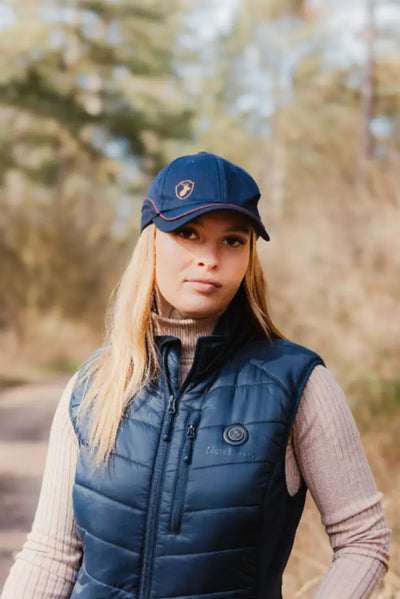 Navy quilted vest with matching cap for the New Forest Skeet Cap outfit