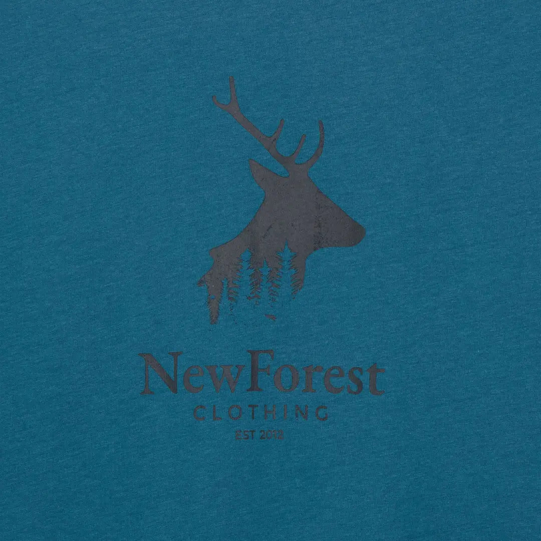 Blue shirt with a deer logo, perfect for country clothing and outdoor adventures