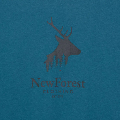Blue shirt with a deer logo, perfect for country clothing and outdoor adventures