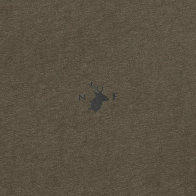 Brown fabric T-Shirt featuring a deer silhouette, perfect for country clothing and outdoors