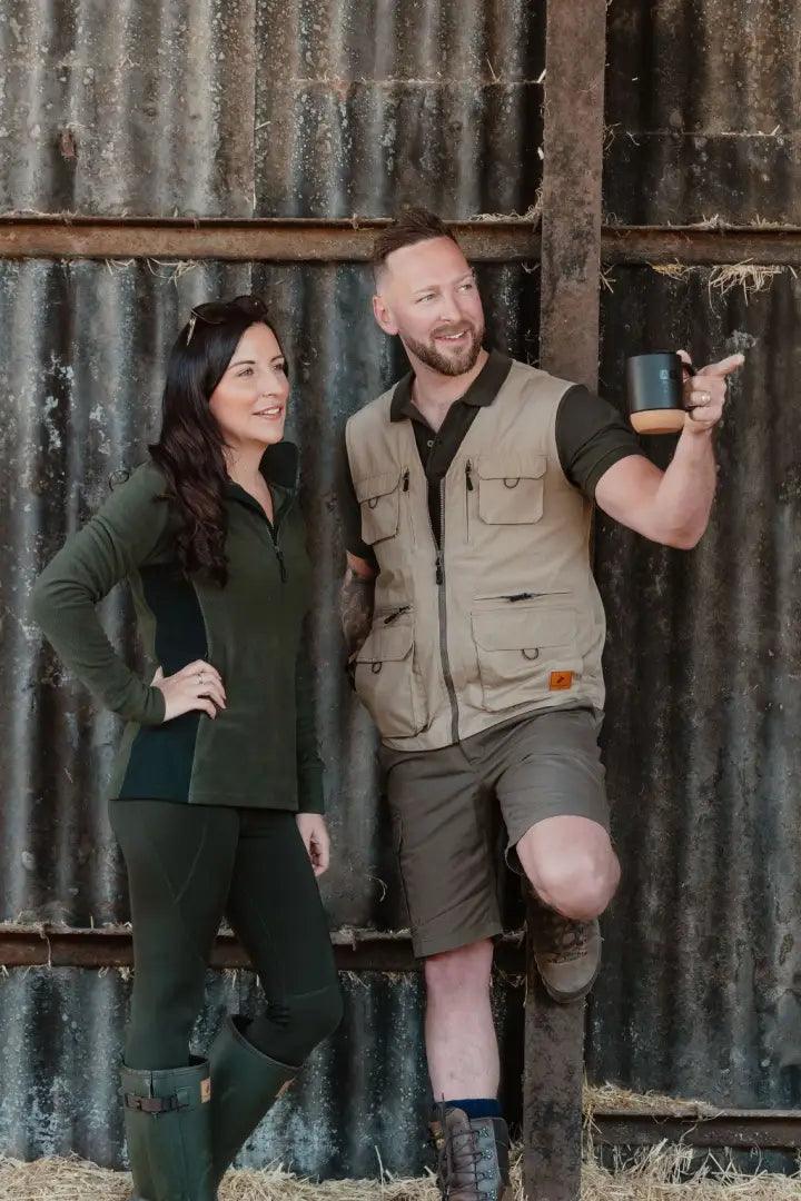 Couple wearing New Forest Trail Shorts for outdoor adventures in forest trail style