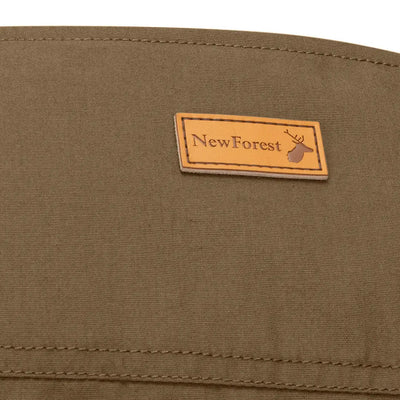 Olive green fabric with leather patch on New Forest V-Neck Explorer Gilet