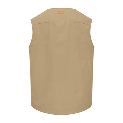Khaki-colored New Forest V-Neck Explorer Gilet perfect for outdoor adventures
