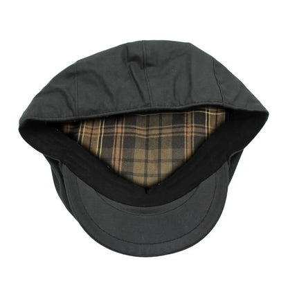 Gray flat cap with plaid lining, perfect for forest wax flat cap style
