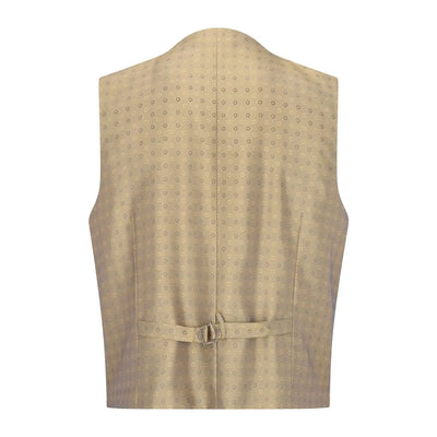 Beige patterned back of New Forest Wool Mix Waistcoat featuring forest wool mix fabric
