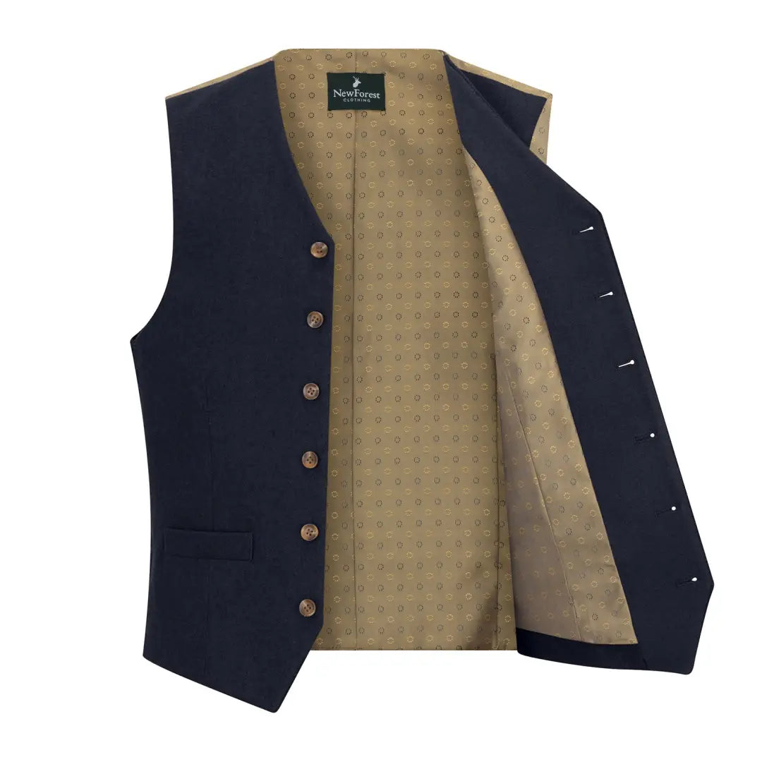 Open navy blue wool mix waistcoat from New Forest Wool Mix Waistcoat collection